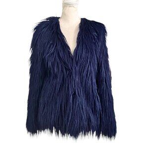 LADAKH X URBAN OUTFITTERS MARGOT NAVY FAUX FUR JACKET - XS